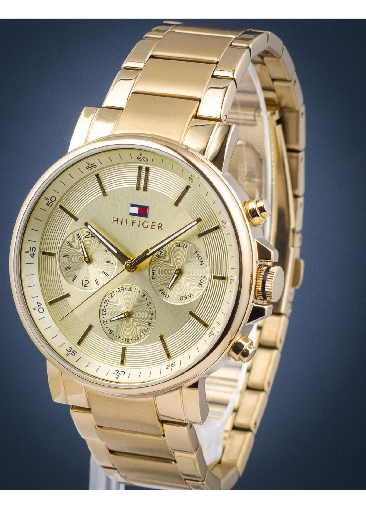  Shop Authentic Tommy Hilfiger Tyson Chronograph Gold Dial Gold Steel Strap Watch For Men - 1710611 - Luxxuri