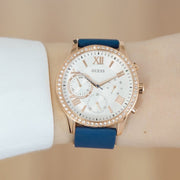  Shop Authentic Guess Solar White Rose Gold Dial Blue Rubber Strap Watch For Women - W1135L3 - Luxxuri