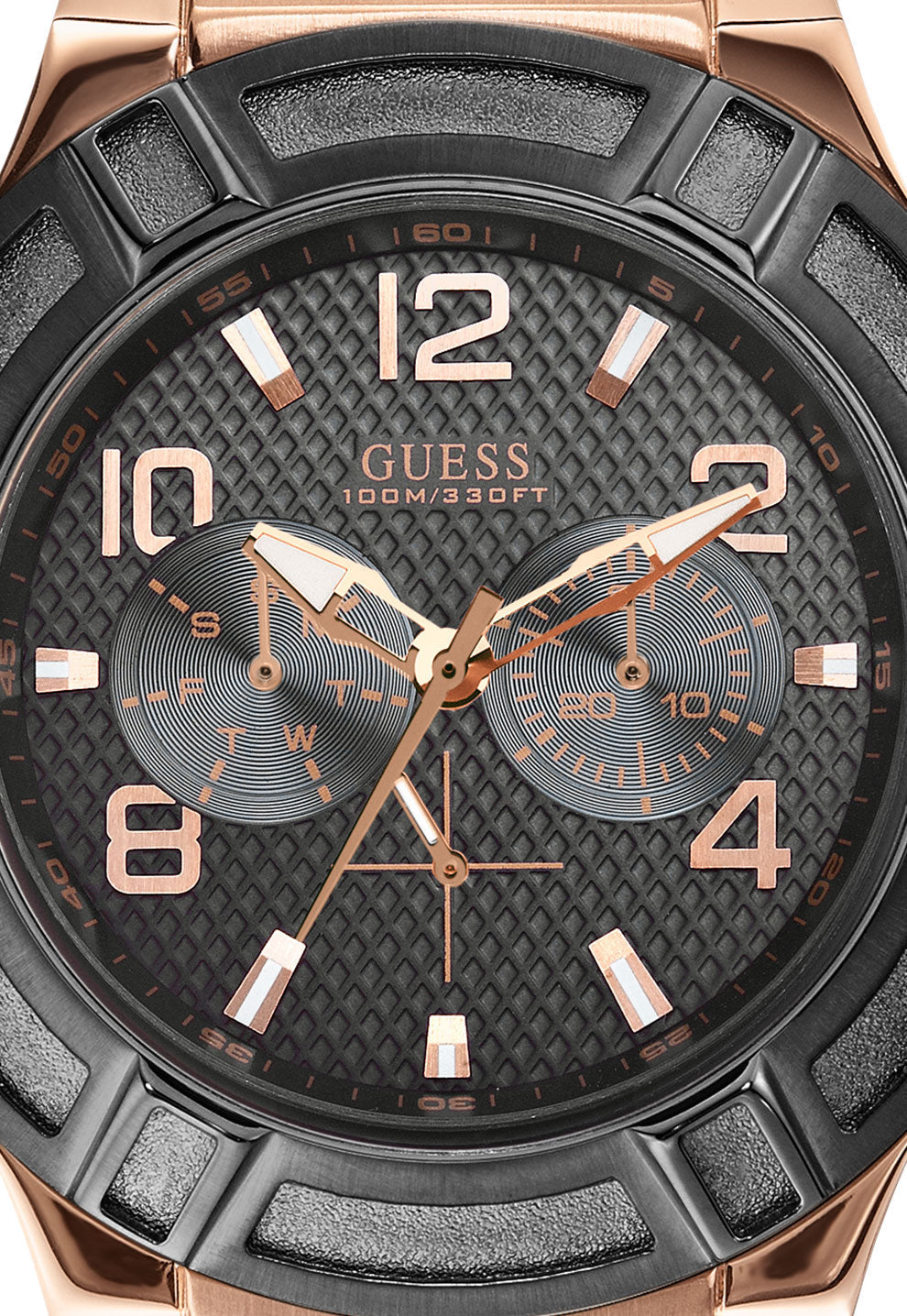  Shop Authentic Guess Rigor Analog Black Dial Black Leather Strap Watch For Men - W0040G5 - Luxxuri