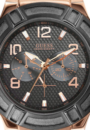  Shop Authentic Guess Rigor Analog Black Dial Black Leather Strap Watch For Men - W0040G5 - Luxxuri