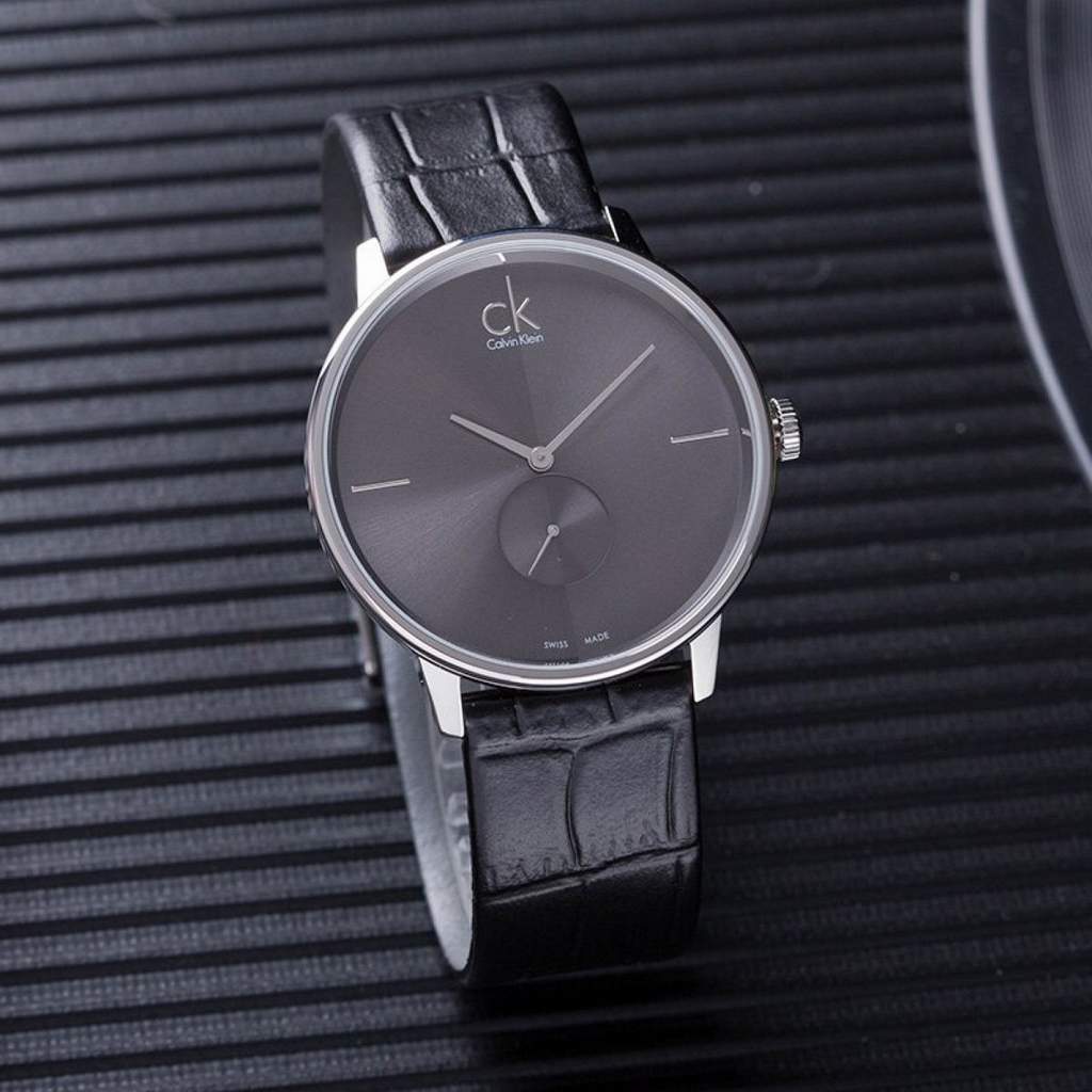  Shop Authentic Calvin Klein Accent Black Dial Black Leather Strap Watch for Men - K2Y211C3 - Luxxuri