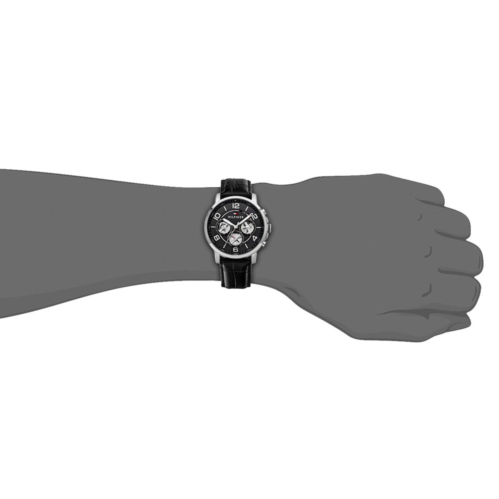  Shop Authentic Tommy Hilfiger Keagan Quartz Grey Dial Black Leather Strap Watch for Men - 1791289 - Luxxuri