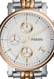 Shop Authentic Fossil Boyfriend Chronograph White Dial Two Tone Steel Strap Watch for Women - ES3840 - Luxxuri