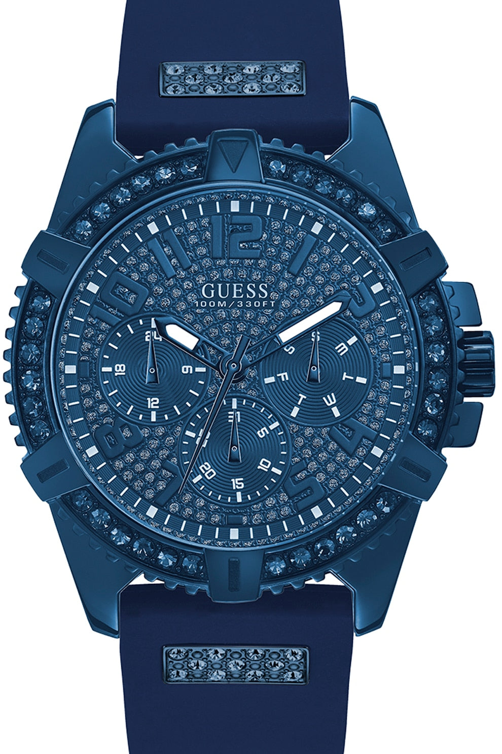  Shop Authentic Guess Frontier Crystals Blue Dial Blue Silicon Strap Watch For Men - W1132G4 - Luxxuri