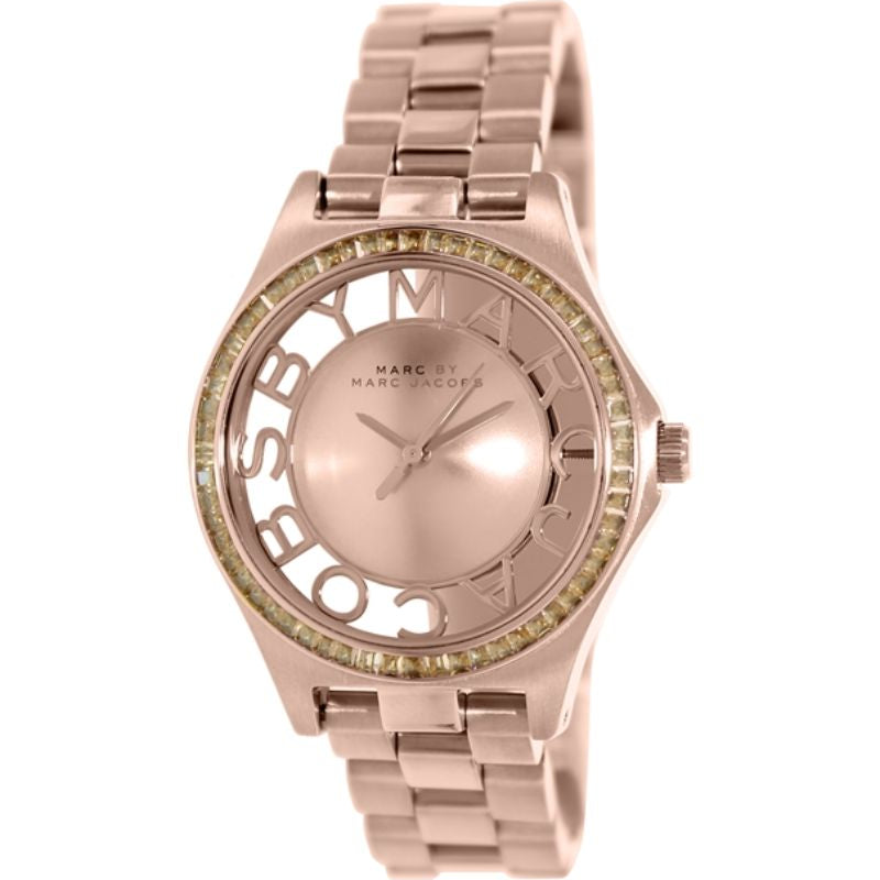  Shop Authentic Marc Jacobs Henry Transparent Rose Gold Dial Rose Gold Steel Strap Watch for Women - MBM3339 - Luxxuri