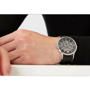  Shop Authentic Emporio Armani Meccanico Skeleton Automatic Black Dial Black Leather Strap Watch for Men - AR60038 - Luxxuri