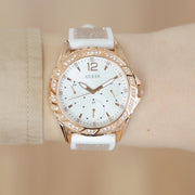  Shop Authentic Guess Swirl Quartz Silver Dial White Rubber Strap Watch For Women - W1096l2 - Luxxuri