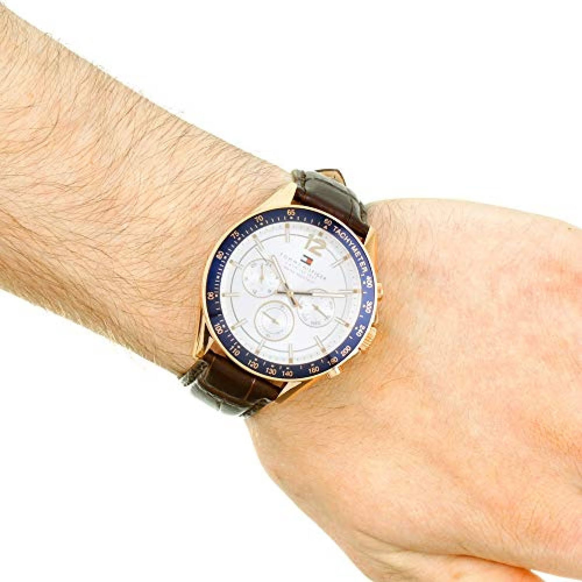  Shop Authentic Tommy Hilfiger Luke Quartz White Dial Brown Leather Strap Watch for Men - 1791118 - Luxxuri