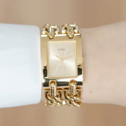  Shop Authentic Guess Mod Heavy Metal Gold Dial Gold Steel Strap Watch For Women - W1117L2 - Luxxuri