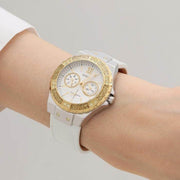  Shop Authentic Guess Limelight Quartz Silver Dial White Leather Strap Watch For Women - W0775l8 - Luxxuri