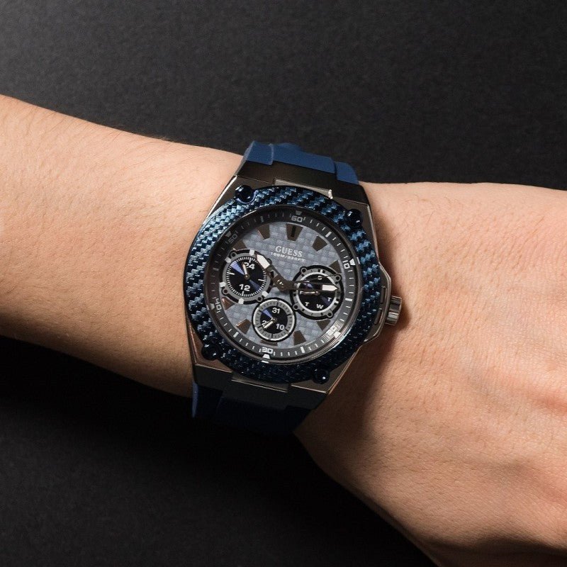  Shop Authentic Guess Legacy Grey Dial Blue Silicone Strap Watch For Men - W1049G1 - Luxxuri