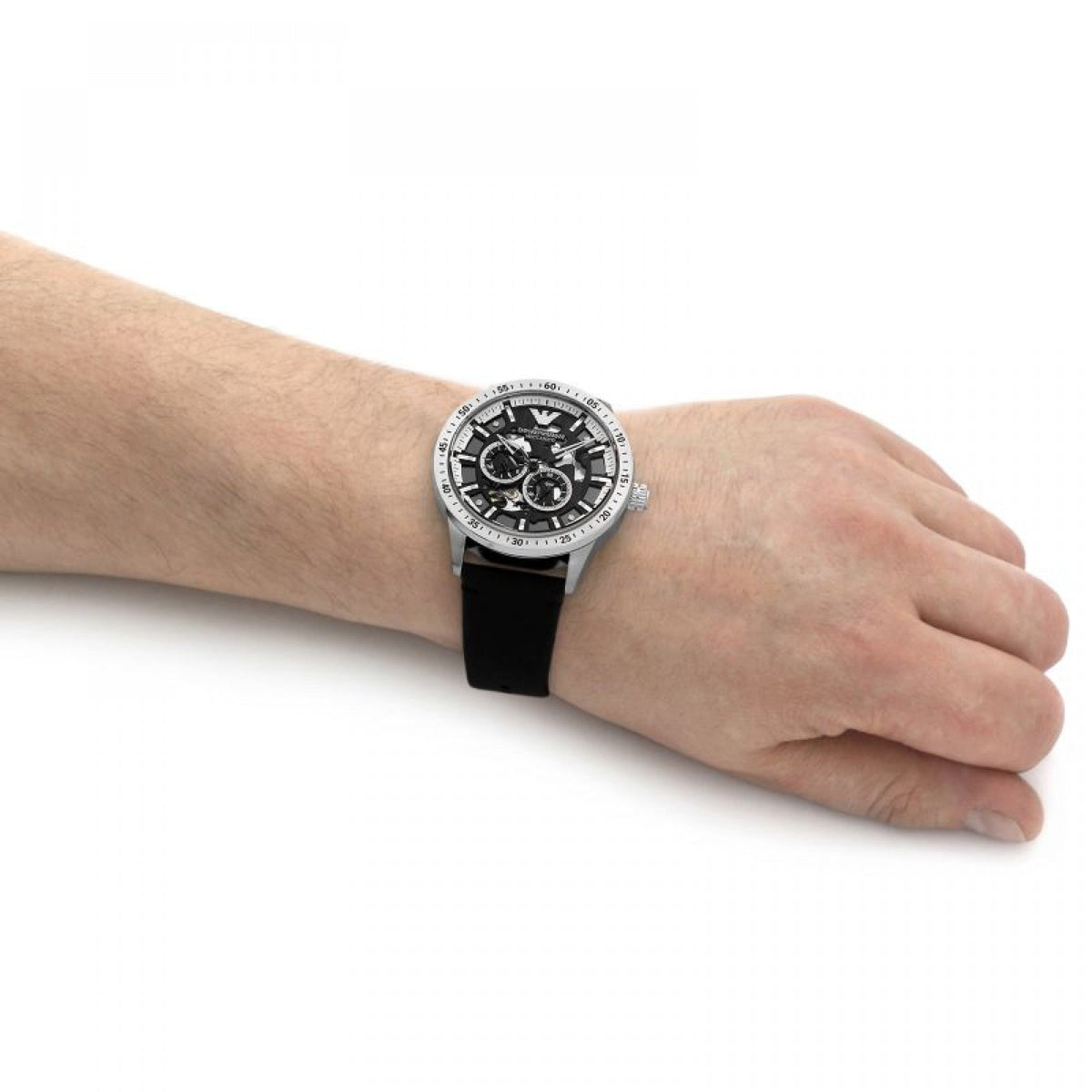  Shop Authentic Emporio Armani Renato Chronograph Automatic Black Dial Black Leather Strap Watch For Men - AR60051 - Luxxuri