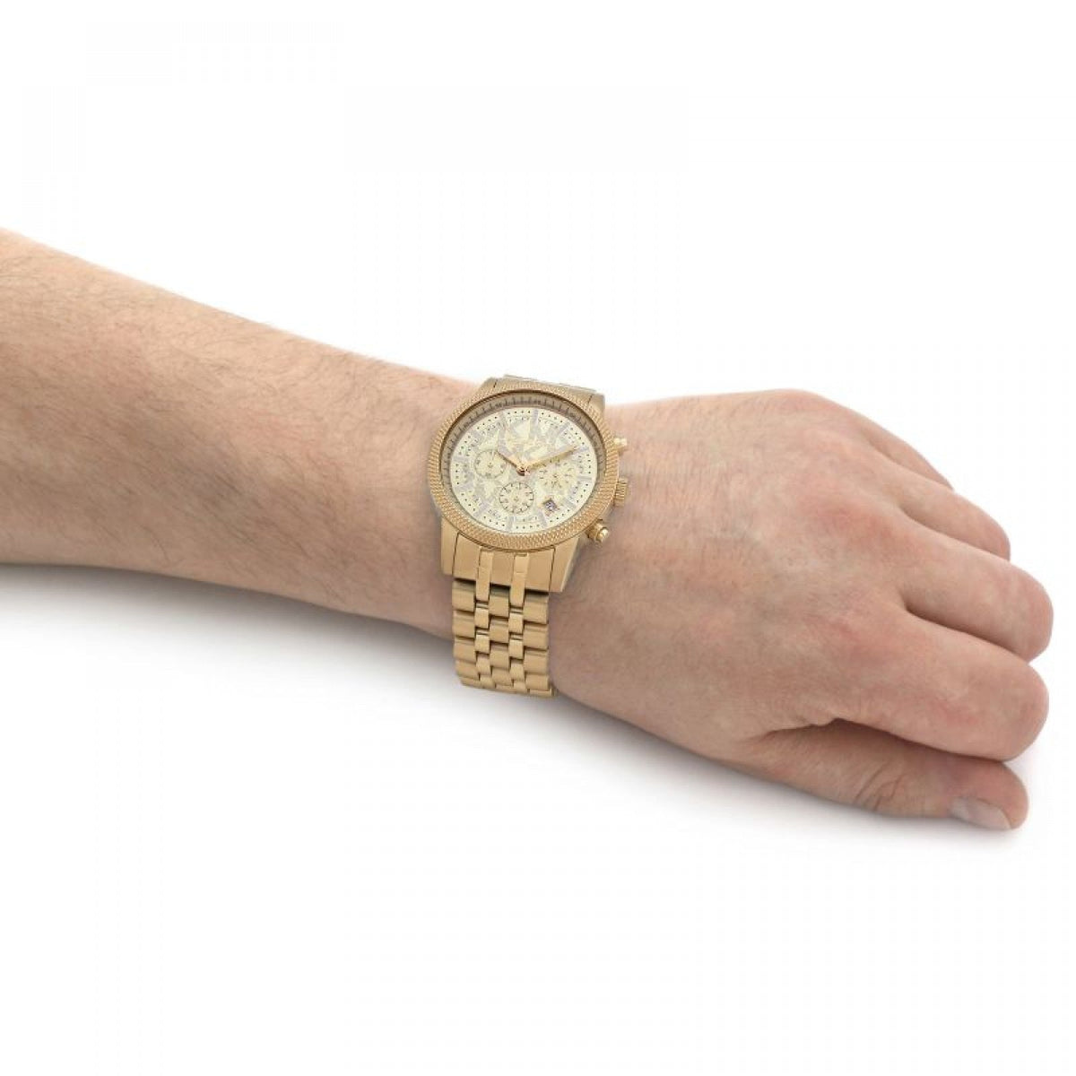  Shop Authentic Michael Kors Hutton Chronograph Gold Dial Gold Steel Strap Watch For Men - MK8953 - Luxxuri