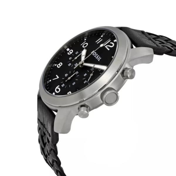  Shop Authentic Fossil Pilot 54 Chronograph Black Dial Black Leather Strap Watch for Men - FS5181 - Luxxuri