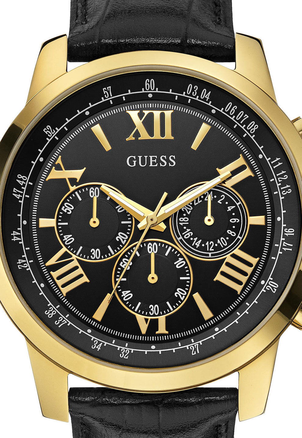  Shop Authentic Guess Horizon Chronograph Quartz Black Dial Black Leather Strap Watch For Men - W0380G7 - Luxxuri