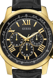  Shop Authentic Guess Horizon Chronograph Quartz Black Dial Black Leather Strap Watch For Men - W0380G7 - Luxxuri