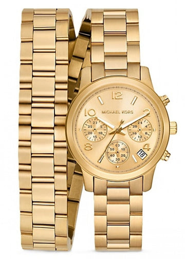  Shop Authentic Michael Kors Runway Chronograph Analog Gold Dial Gold Steel Strap Watch for Women - MK7452 - Luxxuri