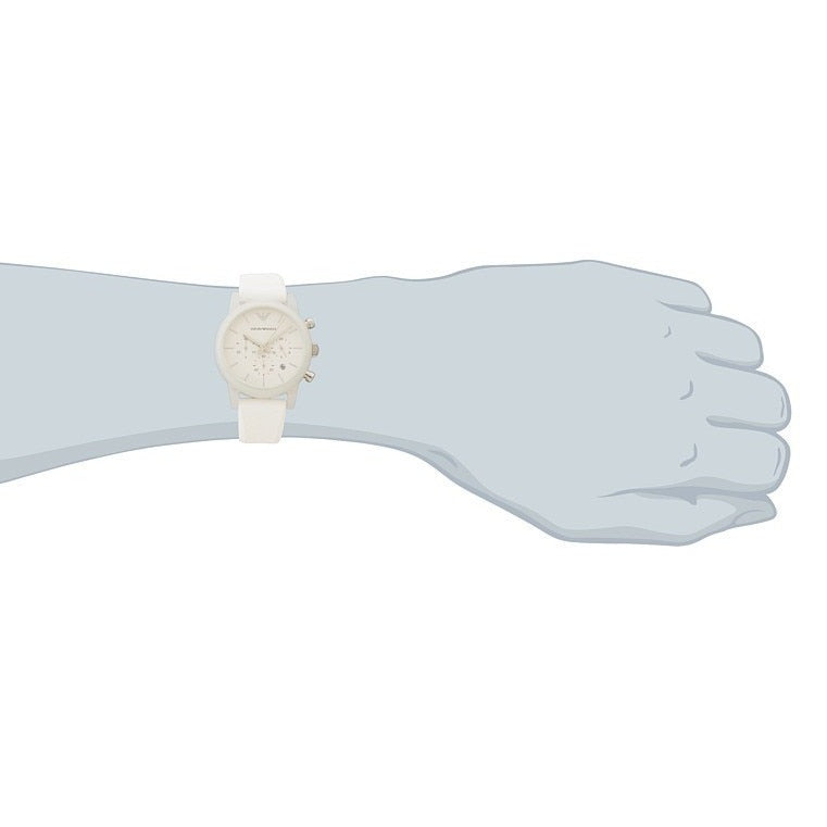  Shop Authentic Emporio Armani Classic Chronograph White Dial White Rubber Strap Watch For Men - AR1054 - Luxxuri