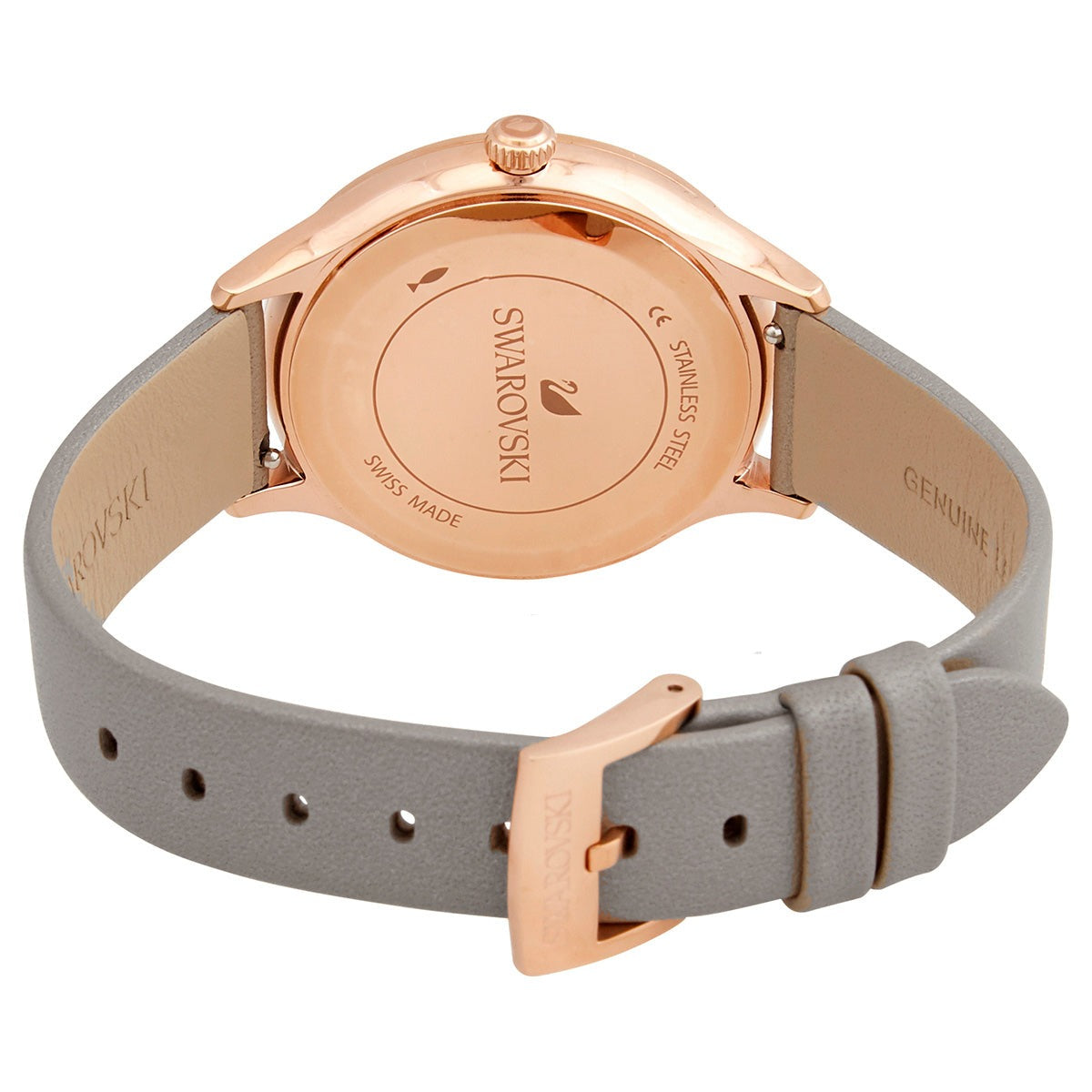  Shop Authentic Swarovski Octea Nova Grey Dial Grey Leather Strap Watch for Women - 5295326 - Luxxuri