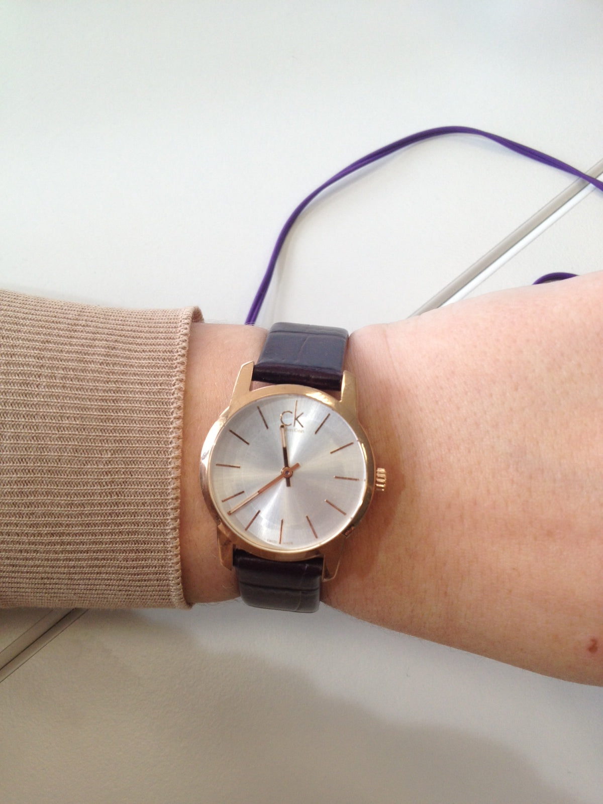  Shop Authentic Calvin Klein City White Mother of Pearl Dial Brown Leather Strap Watch for Women - K2G23620 - Luxxuri