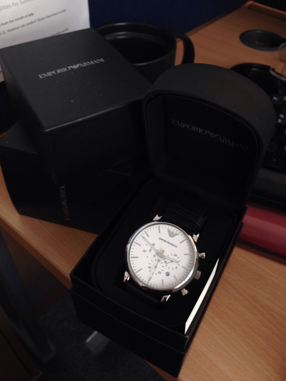  Shop Authentic Emporio Armani Classic Quartz Chronograph White Dial Black Leather Strap Watch For Men - AR1807 - Luxxuri