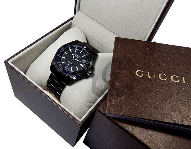  Shop Authentic Gucci Dive Quartz Black Dial Black Steel Strap Watch For Men - YA136205 - Luxxuri