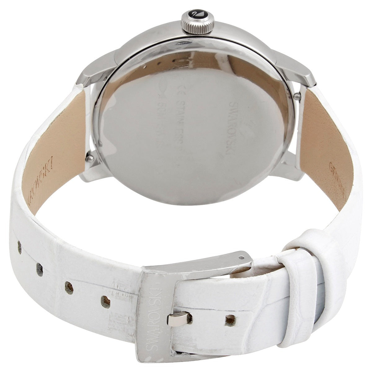  Shop Authentic Swarovski Crystalline Hours Silver Dial White Leather Strap Watch for Women - 5295383 - Luxxuri
