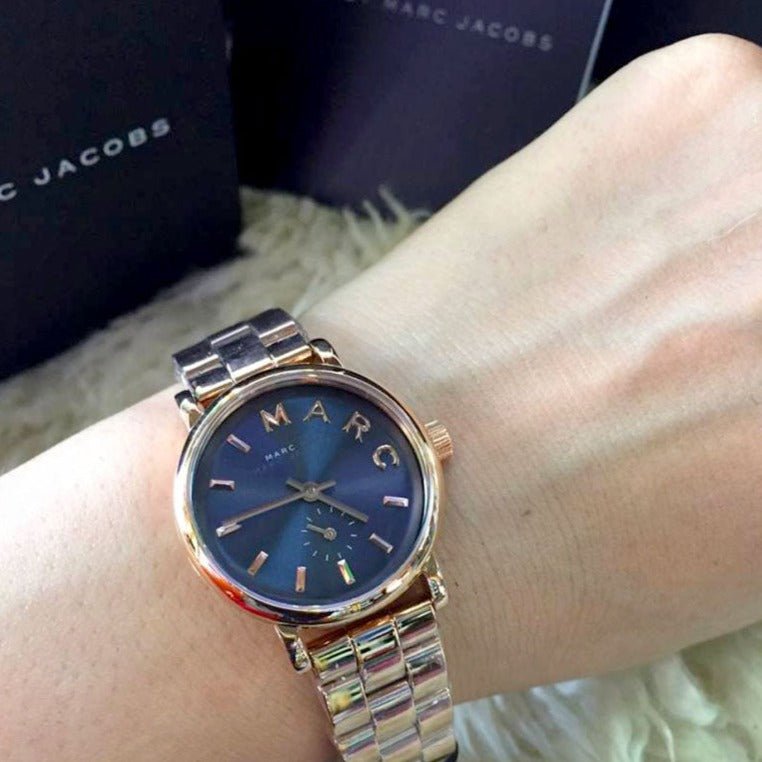  Shop Authentic Marc Jacobs Baker Blue Dial Rose Gold Steel Strap Watch for Women - MBM3330 - Luxxuri