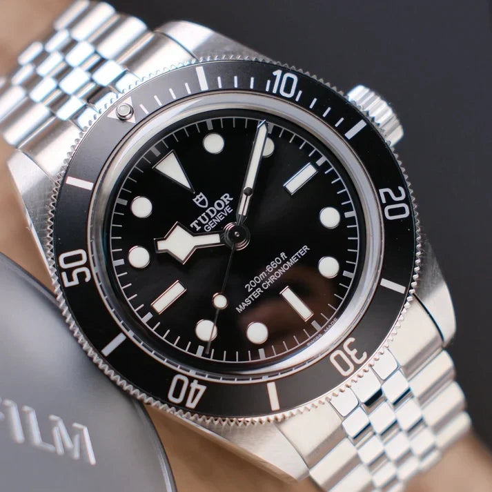 Tudor Black Bay Black Dial Silver Steel Strap Watch for Men - M7941A1A0NU-0003