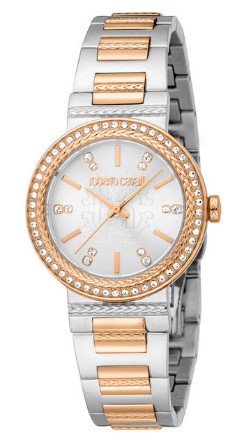 Just Cavalli Glam Silver Dial Two Tone Steel Strap Watch for Women - RC5L098M0075