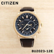  Shop Authentic Citizen Eco Drive Calendrier Black Dial Brown Leather StrapWatch For Men - BU2023-12E - Luxxuri