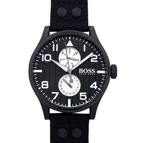  Shop Authentic Hugo Boss Aeroliner Maxx Quartz Black Dial Black Nylon Strap Watch For Men - HB1513086 - Luxxuri