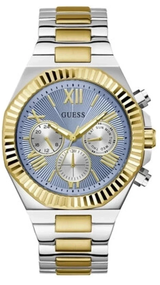  Shop Authentic Guess Equity Analog Blue Dial Two Tone Steel Strap Watch For Men - GW0703G3 - Luxxuri