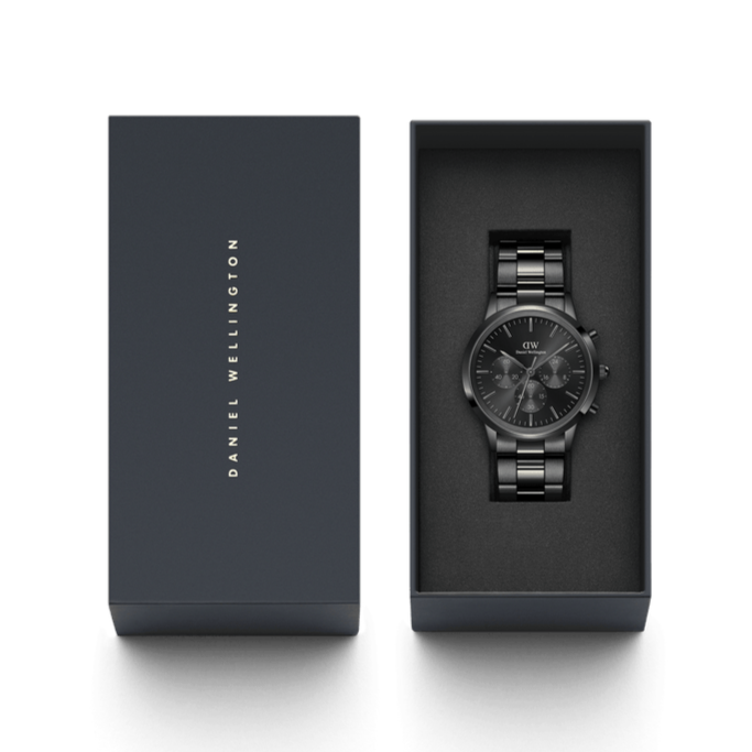  Shop Authentic Daniel Wellington Iconic Chronograph Black Dial Black Steel Strap Watch For Men - DW00100642 - Luxxuri
