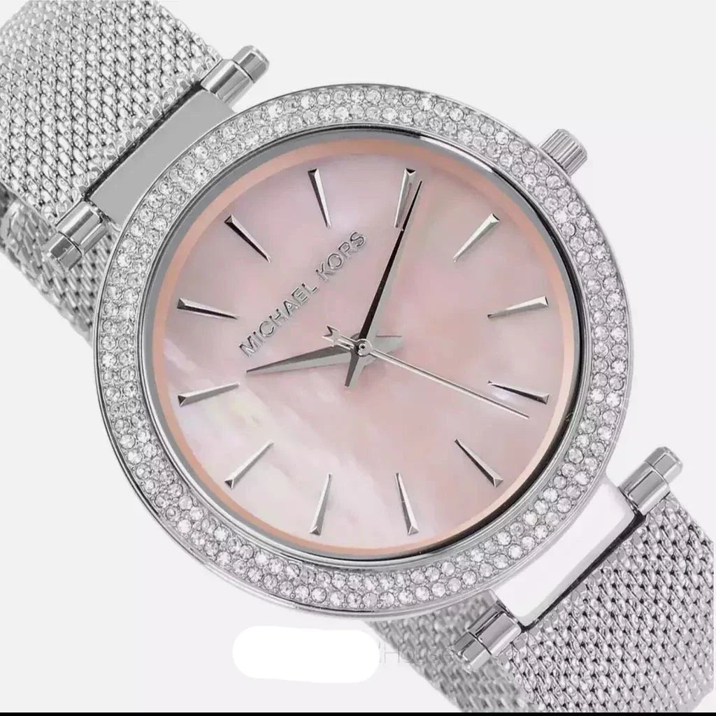  Shop Authentic Michael Kors Darci Analog Pink Dial Silver Mesh Bracelet Watch For Women - MK4518 - Luxxuri