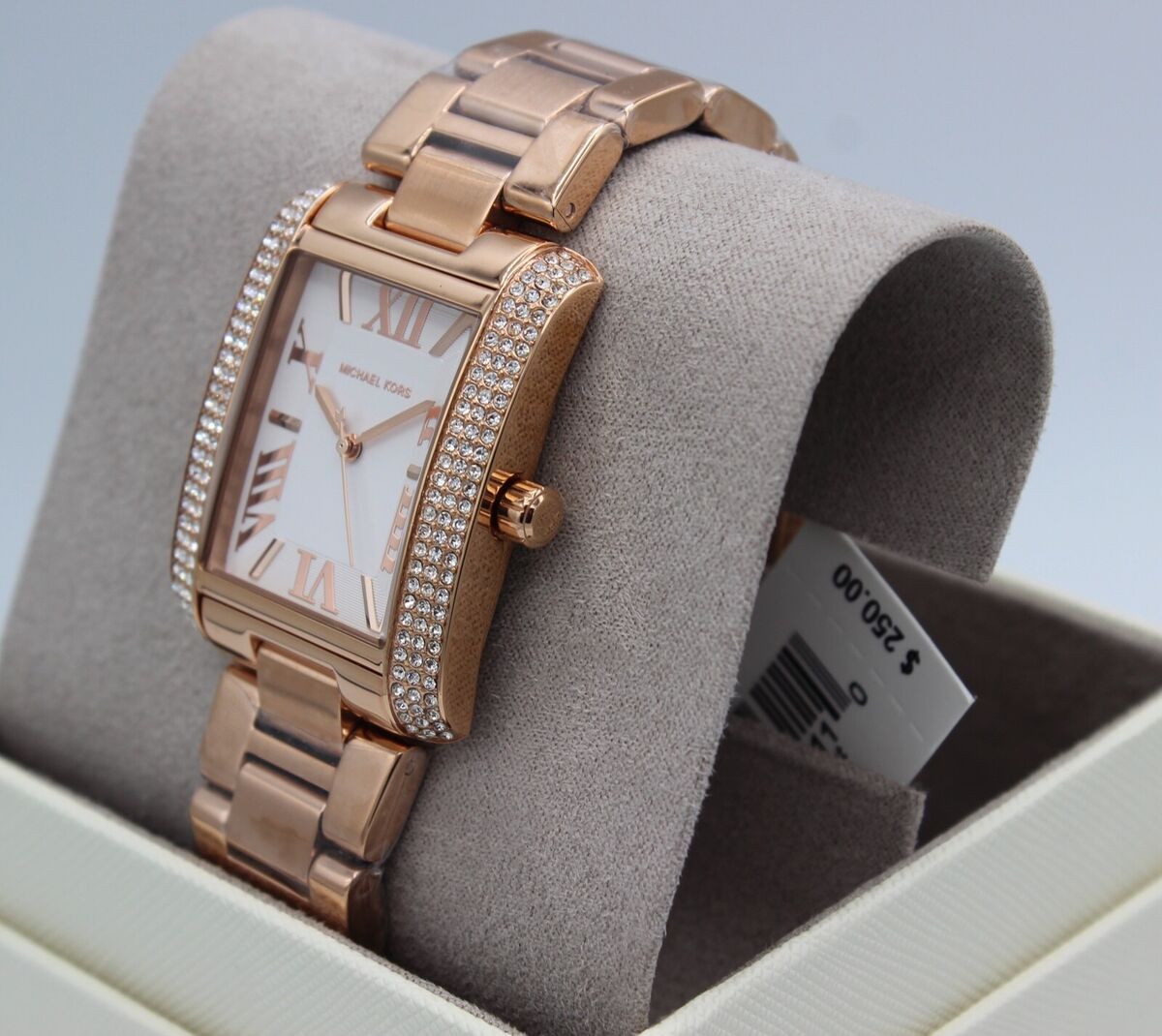  Shop Authentic Michael Kors Emery Three-Hand Crystals Silver Dial Rose Gold Steel Strap Watch for Women - MK4644 - Luxxuri