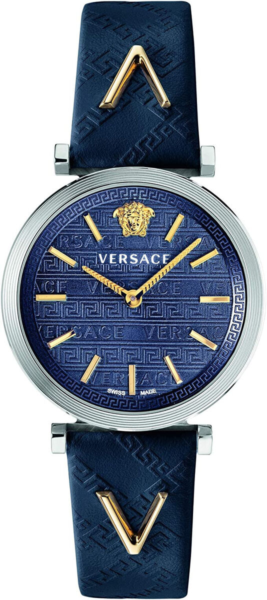  Shop Authentic Versace V-Twist Quartz Blue Dial Blue Leather Strap Watch for Women - VELS00119 - Luxxuri