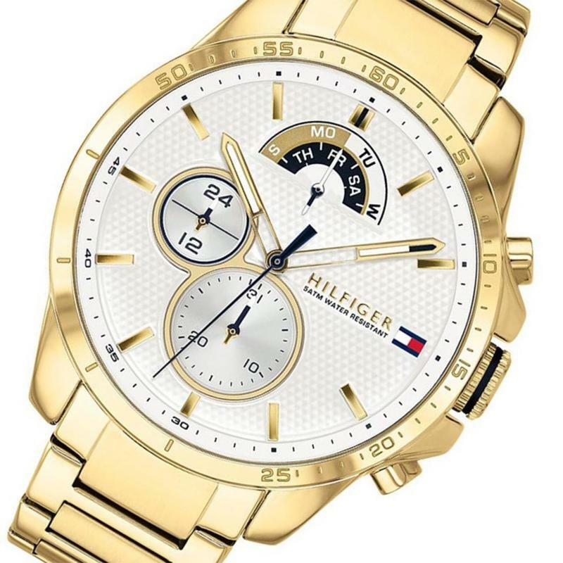  Shop Authentic Tommy Hilfiger Iconic Quartz White Dial Gold Steel Strap Watch for Men - 1791538 - Luxxuri