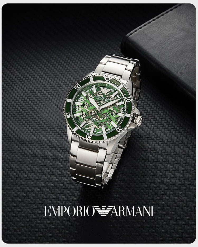 Shop Authentic Emporio Armani Diver Automatic Green Dial Silver Steel Strap Watch For Men - AR60061 - Luxxuri