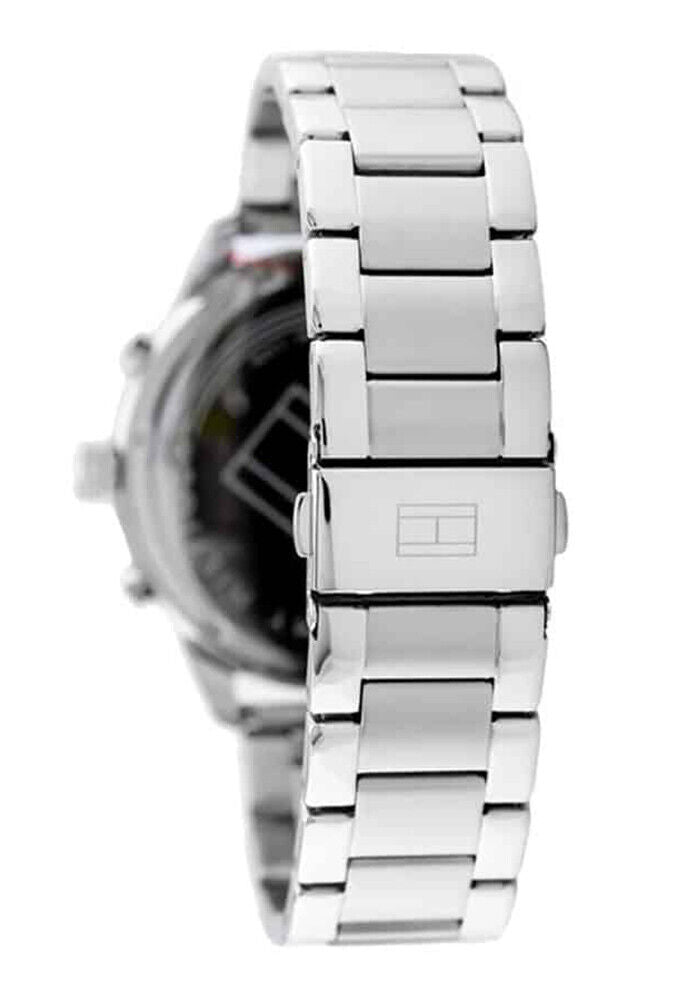  Shop Authentic Tommy Hilfiger Chase Quartz Black Dial Silver Steel Strap Watch For Men - 1791485 - Luxxuri