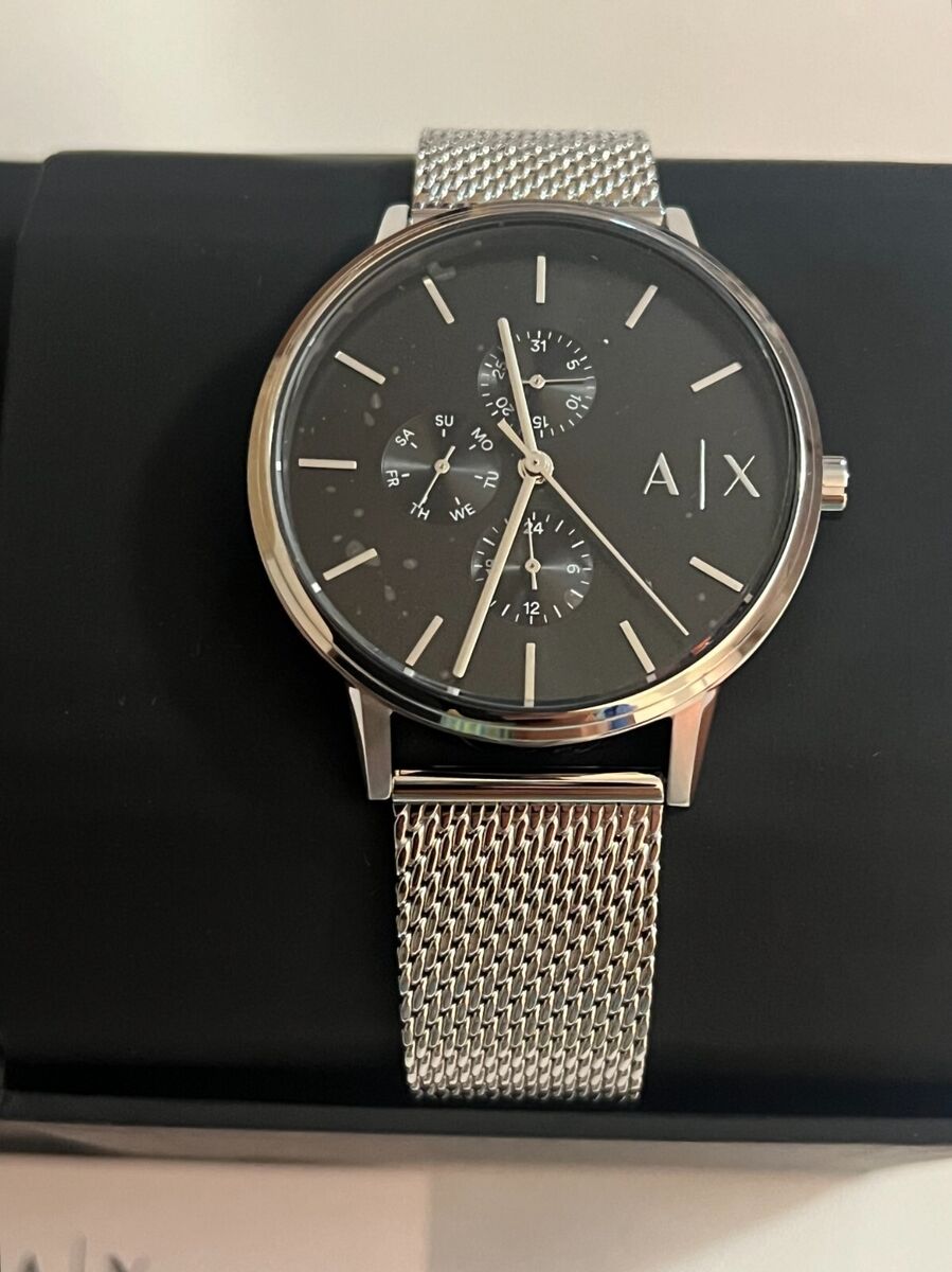  Shop Authentic Armani Exchange Cayde Chronograph Black Dial Silver Mesh Strap Watch For Men - AX2714 - Luxxuri