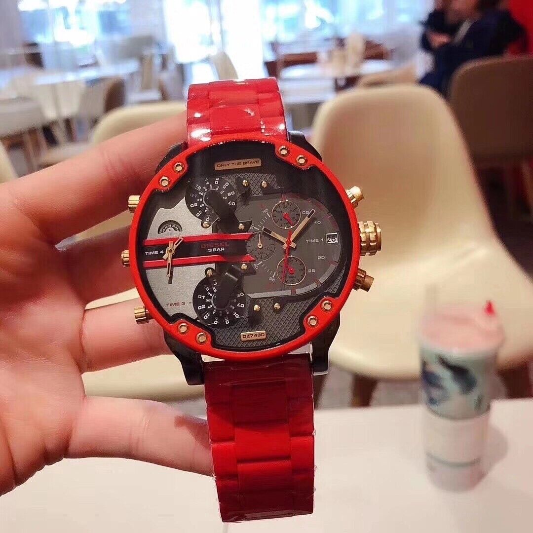  Shop Authentic Diesel Mr Daddy 2.0 Chronograph Grey Dial Red Rubber Strap Watch For Men - DZ7430 - Luxxuri