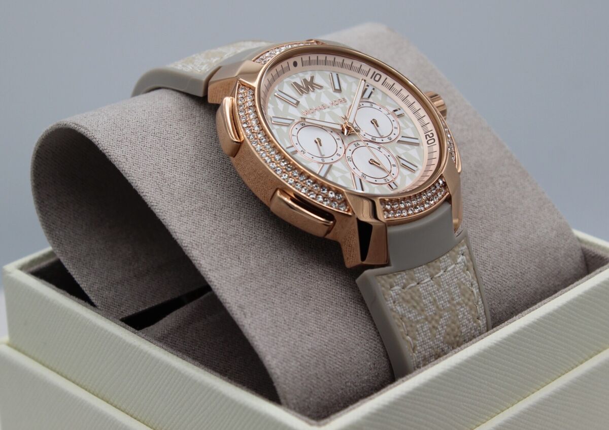  Shop Authentic Michael Kors Sidney Chronograph White Dial Beige Leather Strap Watch For Women - MK6949 - Luxxuri