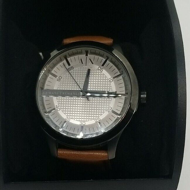  Shop Authentic Armani Exchange Hampton Chronograph Grey Dial Brown Leather Strap Watch For Men - AX2414 - Luxxuri