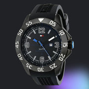  Shop Authentic Tommy Hilfiger Sport Multifunction Black Dial Black Rubber Strap Watch for Men - 1790983 - Luxxuri