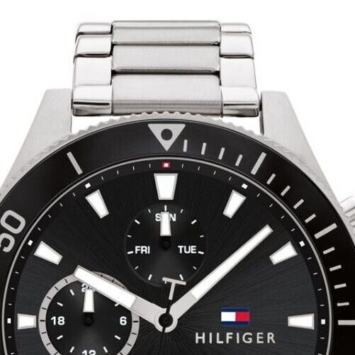  Shop Authentic Tommy Hilfiger Larson Multifunction Black Dial Silver Steel Strap Watch For Men - 1791916 - Luxxuri