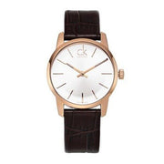 Shop Authentic Calvin Klein City White Mother of Pearl Dial Brown Leather Strap Watch for Women - K2G23620 - Luxxuri