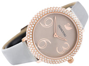  Shop Authentic Swarovski Crystal Frost Silver Dial White Leather Strap Watch for Women - 5484070 - Luxxuri