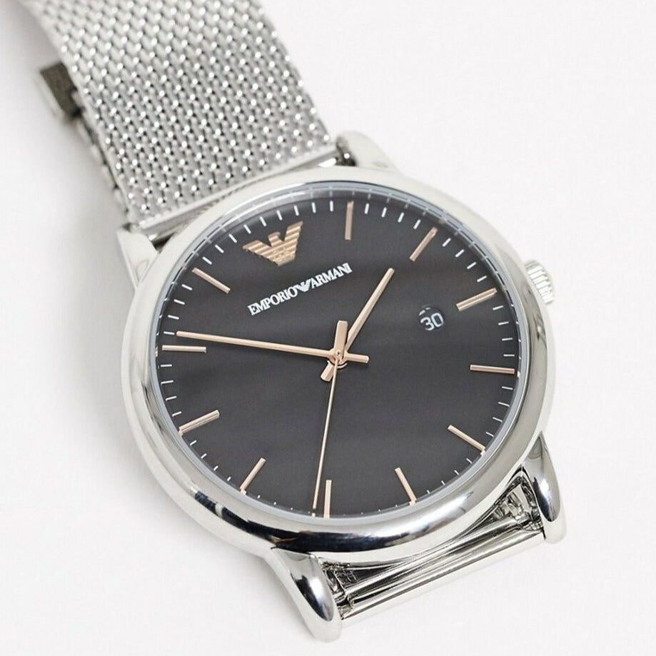  Shop Authentic Emporio Armani Luigi Analog Black Dial Silver Mesh Bracelet Watch For Men - AR11272 - Luxxuri