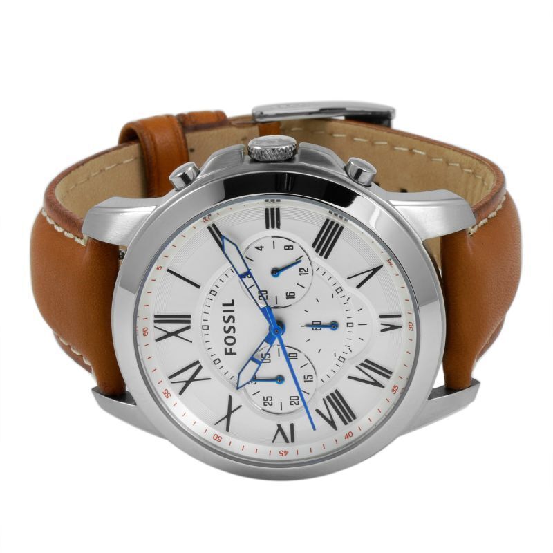  Shop Authentic Fossil Grant Chronograph White Dial Brown Leather Strap Watch for Men - FS5060 - Luxxuri
